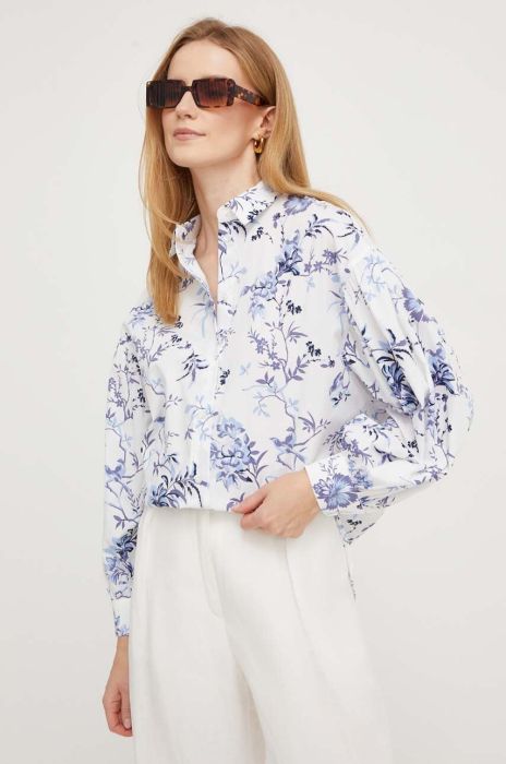 Бавовняна сорочка Answear Lab жіноча relaxed класичний комір колір блакитний (3380248)