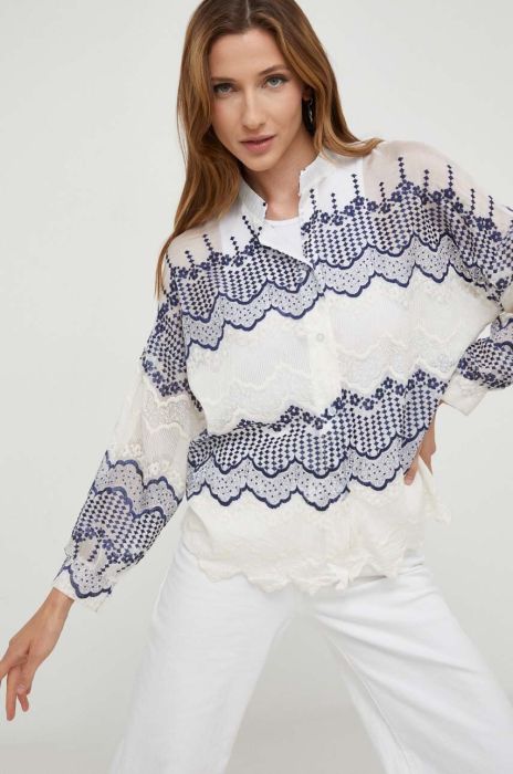 Сорочка Answear Lab жіноча relaxed зі стійкою колір блакитний