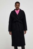 Пальто з вовною Answear Lab колір чорний перехідний без застібки