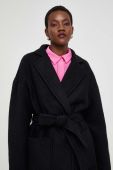 Пальто з вовною Answear Lab колір чорний перехідний без застібки