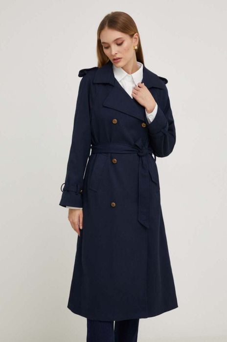 Тренч з вовною Answear Lab колір синій перехідний