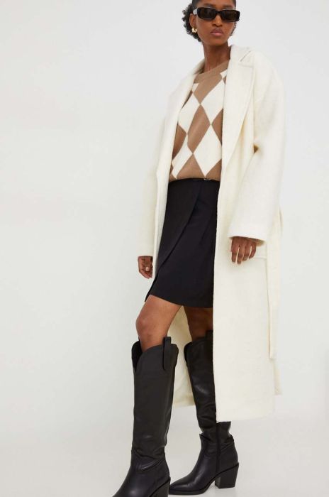 Пальто з вовною Answear Lab колір бежевий перехідний oversize (3626713)