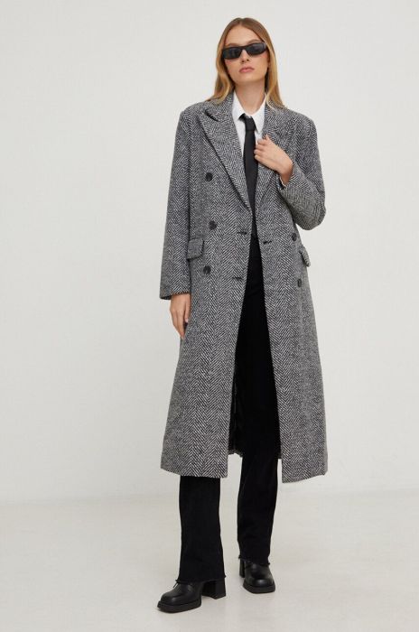 Пальто Answear Lab жіночий колір чорний перехідний двобортний (3645811)