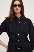 Джинсова куртка Answear Lab жіноча колір чорний перехідна oversize (3417291)