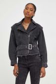 Джинсова куртка Answear Lab жіноча колір чорний перехідна (3657992)