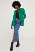 Піджак з домішкою льону Answear Lab колір зелений однобортний однотонний