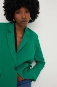 Піджак з домішкою льону Answear Lab колір зелений однобортний однотонний
