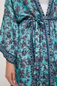 Шовкове кімоно Answear Lab без застібки візерунок колір блакитний