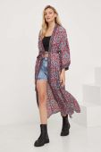 Шовкове кімоно Answear Lab колір рожевий без застібки візерунок