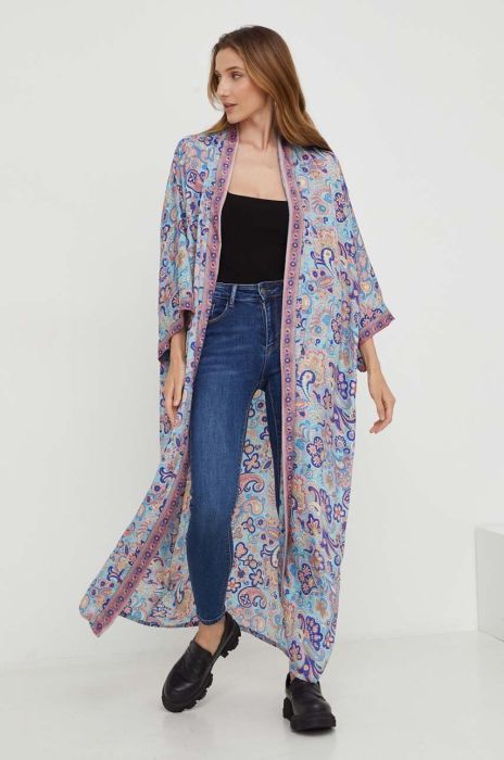 Накидка Answear Lab колір бірюзовий без застібки візерунок