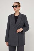 Піджак Answear Lab колір сірий двобортний однотонна