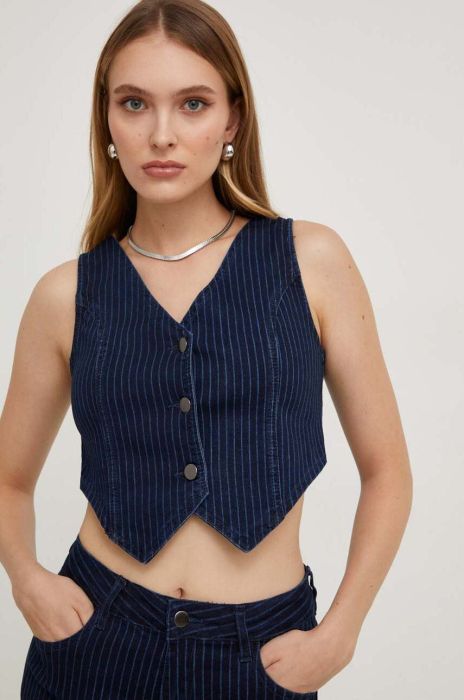 Джинсовий жилет Answear Lab однобортний колір блакитний (3611235)