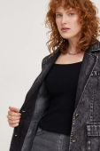 Джинсовий піджак Answear Lab колір сірий однобортний однотонна