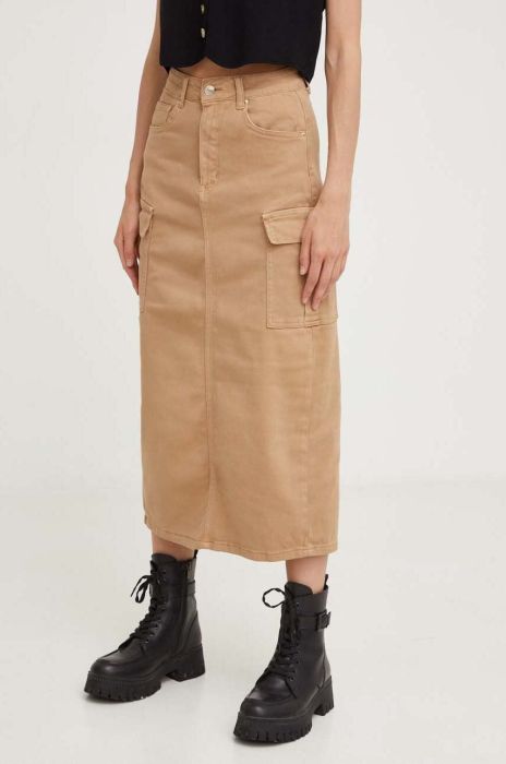 Спідниця Answear Lab колір бежевий midi пряма (3398613)