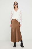 Спідниця Answear Lab колір коричневий maxi розкльошена