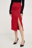Бавовняна спідниця Answear Lab колір червоний midi олівець