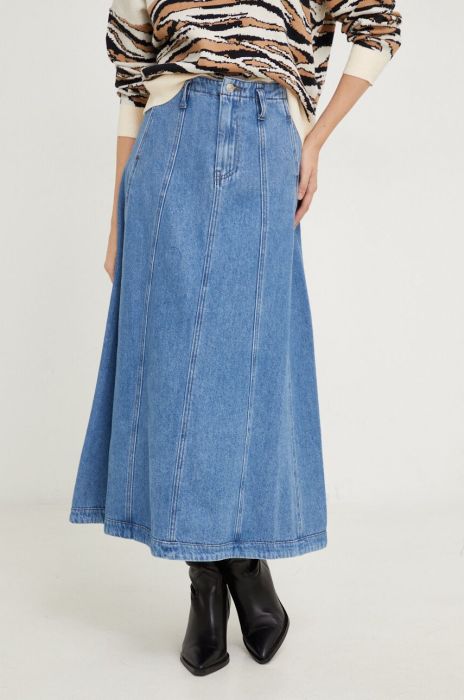 Джинсова спідниця Answear Lab midi розкльошена колір блакитний (3674764)