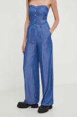 Джинсовий комбінезон Answear Lab оголене плече колір блакитний