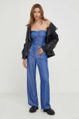 Джинсовий комбінезон Answear Lab оголене плече колір блакитний