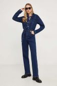 Джинсовий комбінезон Answear Lab колір синій з коміром