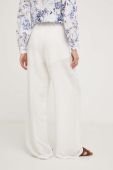 Штани з льоном Answear Lab колір білий широке висока посадка