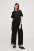 Штани з шовком Answear Lab колір чорний широке висока посадка