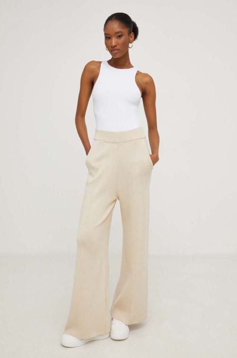 Штани Answear Lab жіночі колір бежевий пряме висока посадка (3494239)