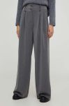 Штани Answear Lab жіночі колір сірий широке висока посадка (3606659)