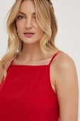 Сукня з домішкою льону Answear Lab колір червоний mini розкльошена
