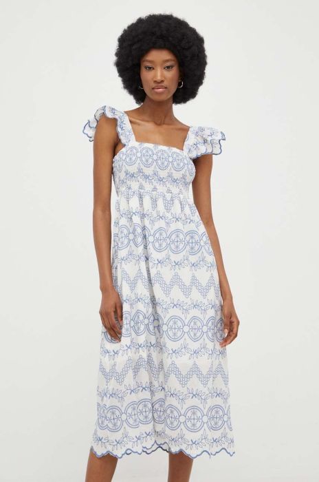 Бавовняна сукня Answear Lab колір білий mini розкльошена (3314410)