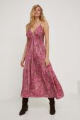 Сукня з шовком Answear Lab колір рожевий maxi розкльошена (3329267)