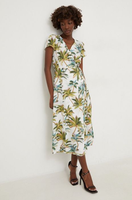 Бавовняна сукня Answear Lab колір зелений midi розкльошена (3355000)