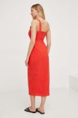 Бавовняна сукня Answear Lab колір червоний midi облягаюча