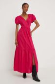 Бавовняна сукня Answear Lab колір рожевий maxi розкльошена