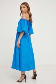 Бавовняна сукня Answear Lab midi розкльошена колір блакитний (3380293)