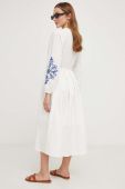 Бавовняна сукня Answear Lab колір білий midi розкльошена (3395935)