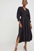 Бавовняна сукня Answear Lab колір чорний midi розкльошена (3626756)