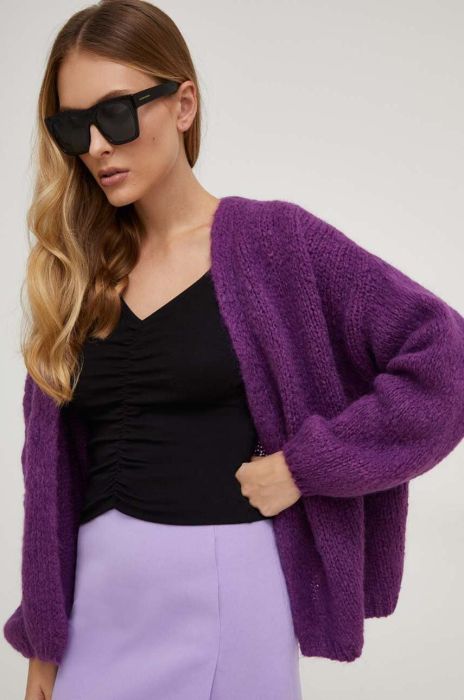Кардиган з вовною Answear Lab колір фіолетовий теплий (3646134)