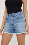 Джинсові шорти Answear Lab жіночі з аплікацією висока посадка колір блакитний (3323232)