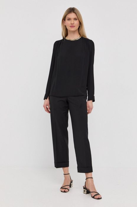 Блузка Nissa жіноча колір чорний однотонна