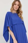 Сукня з домішкою шовку Liviana Conti midi розкльошена колір блакитний