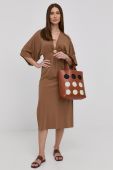 Сукня Nissa колір коричневий midi розкльошена