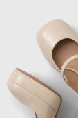 Шкіряні туфлі Wojas колір бежевий каблук блок відкрита п'ята 3512434