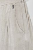 Льняні штани Bomboogie колір бежевий широке висока посадка
