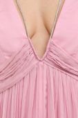 Шовкова сукня Nissa колір рожевий maxi пряма