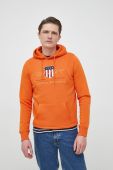 Кофта Gant чоловіча колір помаранчевий з капюшоном з аплікацією