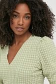 Блузка Notes du Nord жіноча колір зелений в клітинку