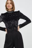 Блузка Nissa жіноча колір чорний з аплікацією