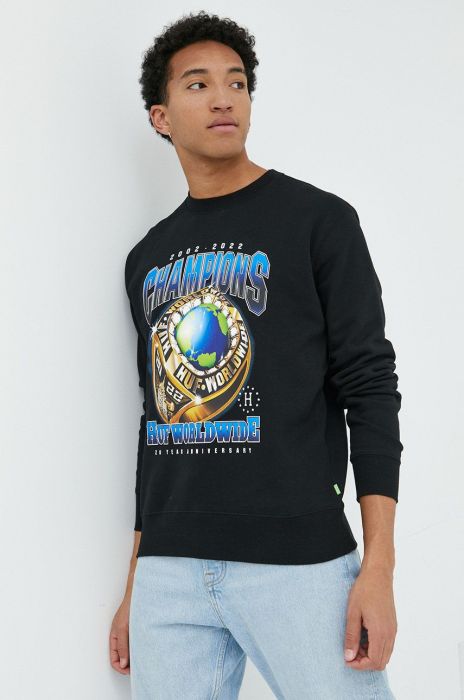 Кофта HUF чоловіча колір чорний з принтом (2846394)