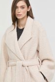 Вовняне пальто Notes du Nord Enya колір бежевий перехідне